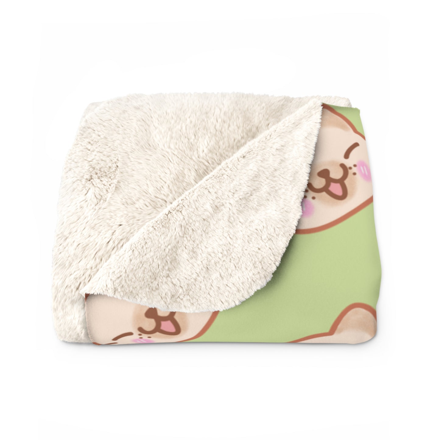 Matcha Green Kitty Kat Cozy Fleece Blanket