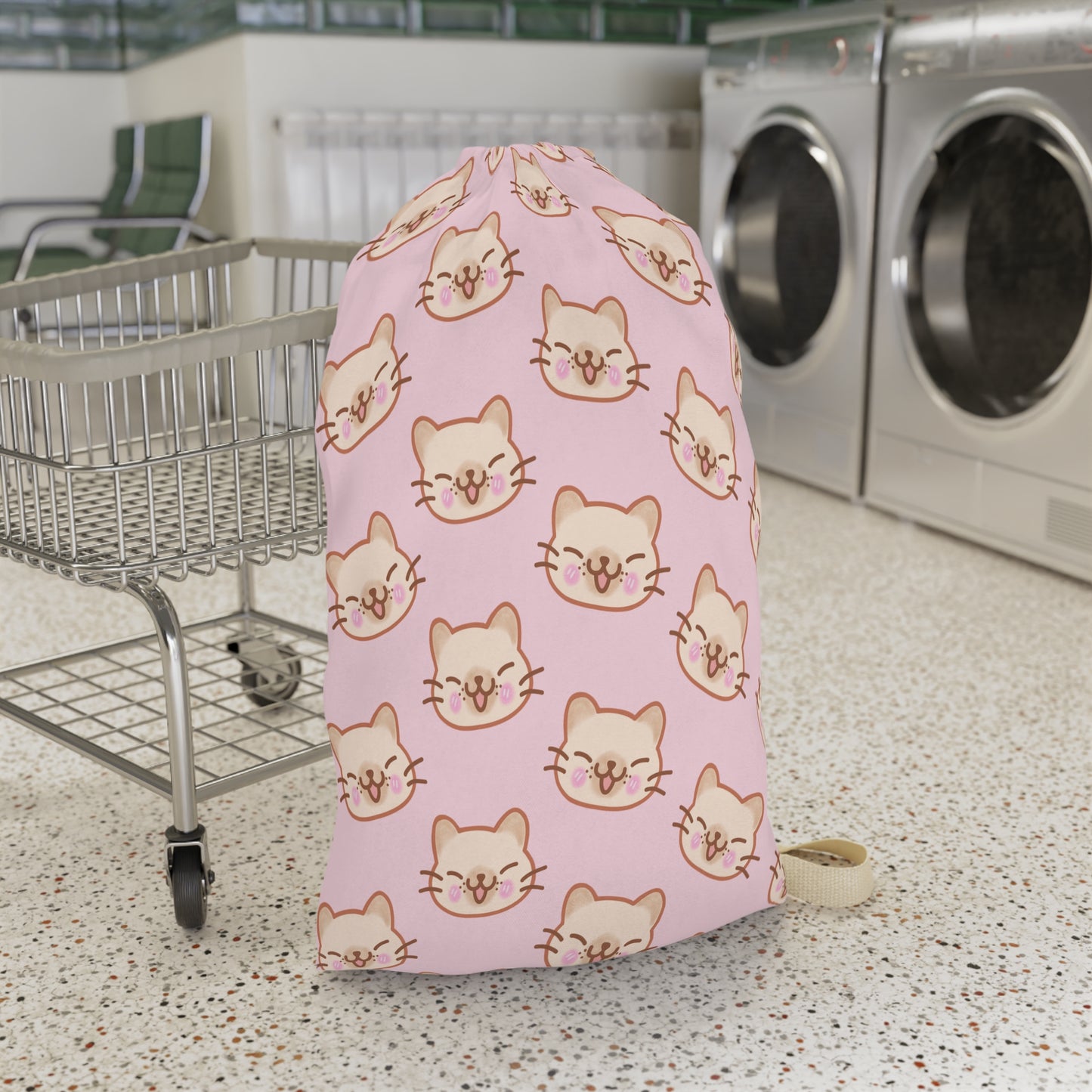 Baby Pink Kitty Kat Drawstring Bag