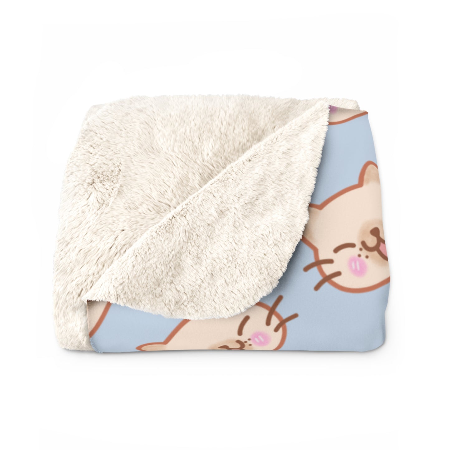 Baby Blue Kitty Kat Cozy Fleece Blanket