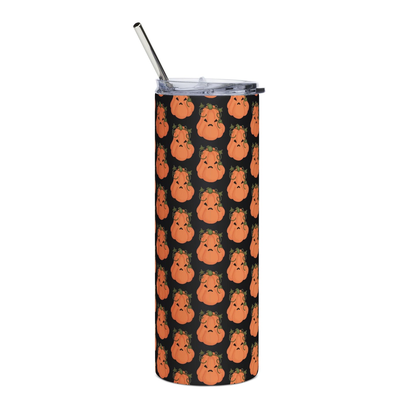 Angry Pumpkin Black Stainless Steel Tumbler, 20oz