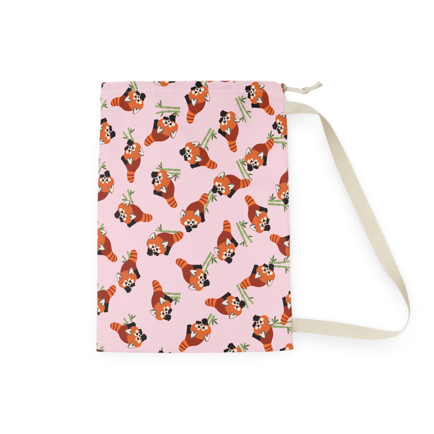 Baby Pink Red Panda Drawstring Bag