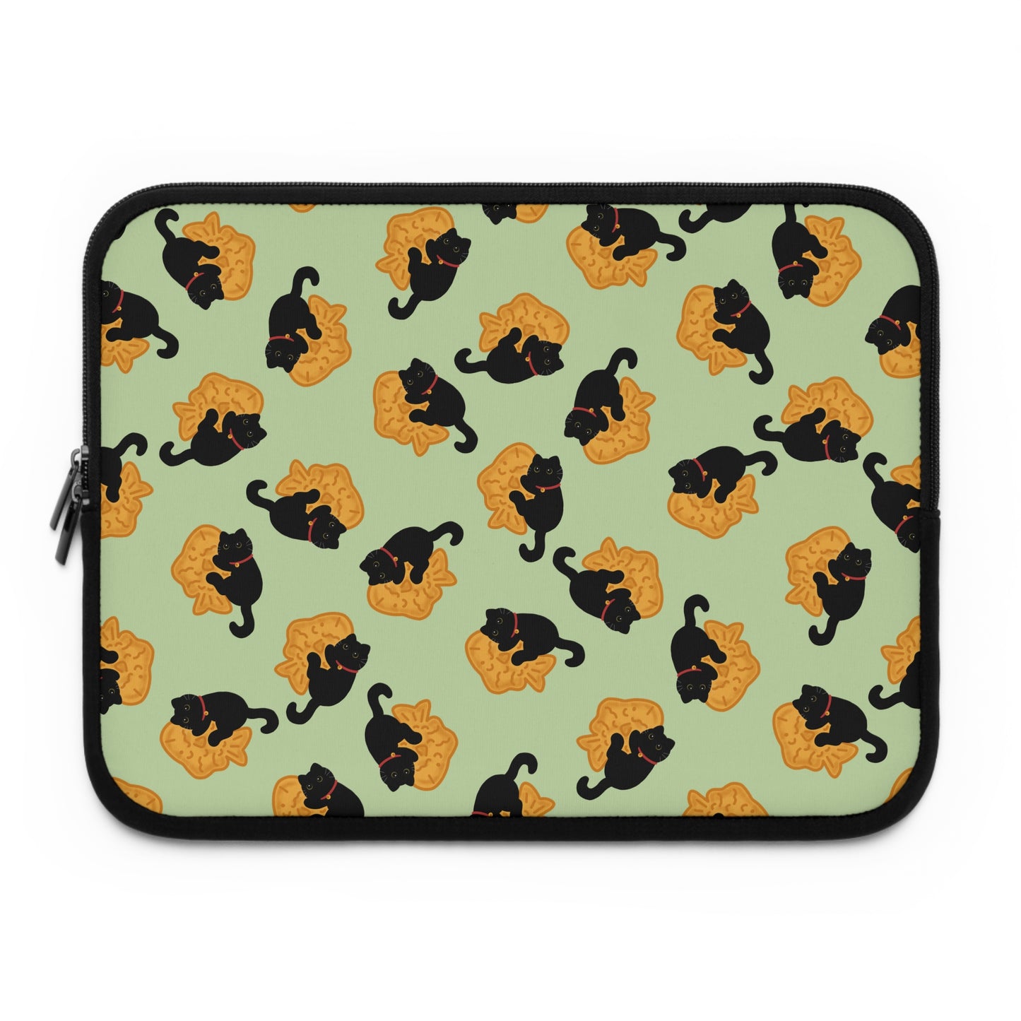 Matcha Green Black Cat Taiyaki Laptop Sleeve
