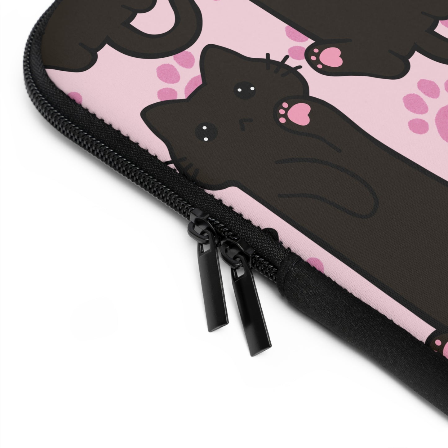 Baby Pink Black Cat Laptop Sleeve