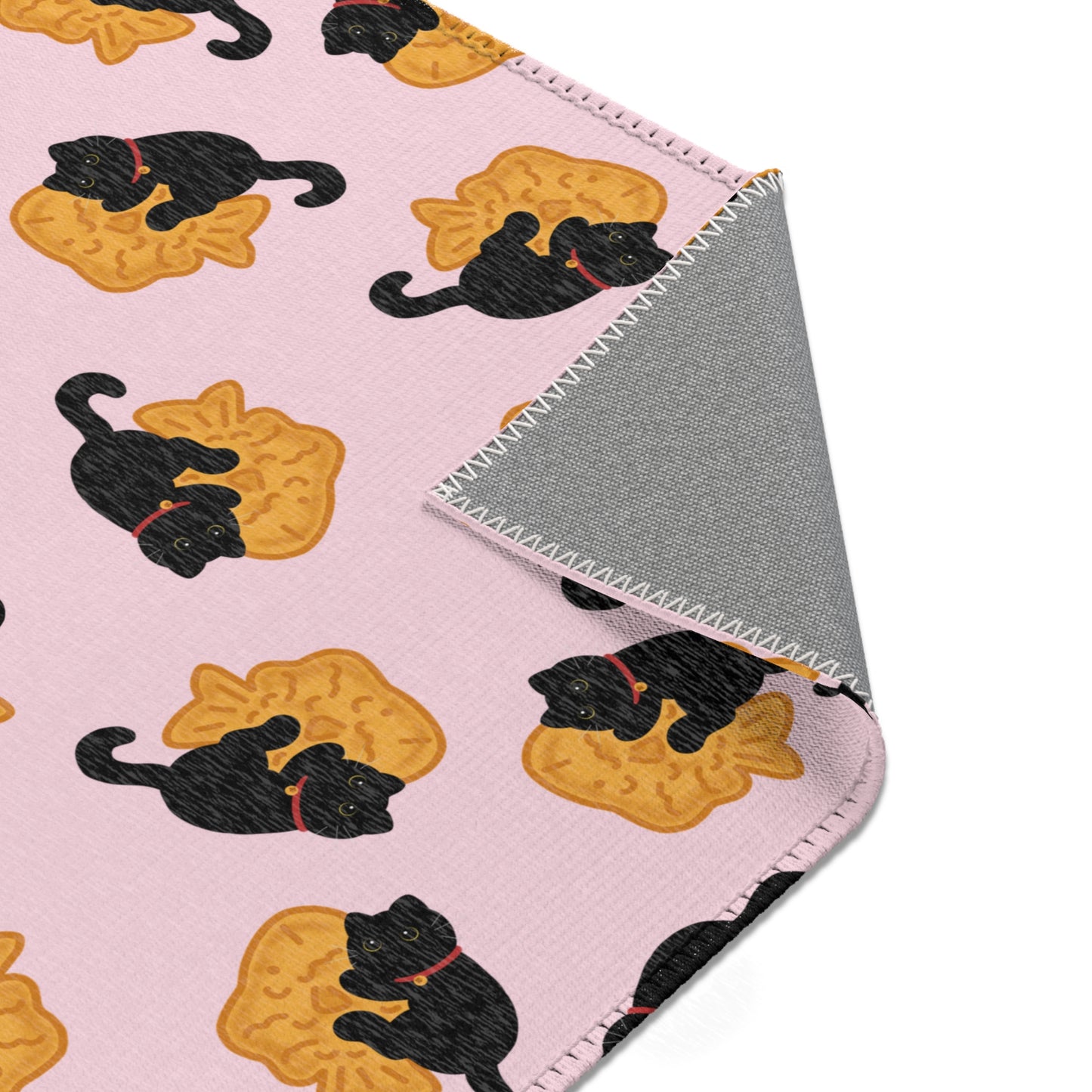 Baby Pink Black Cat Taiyaki Rug