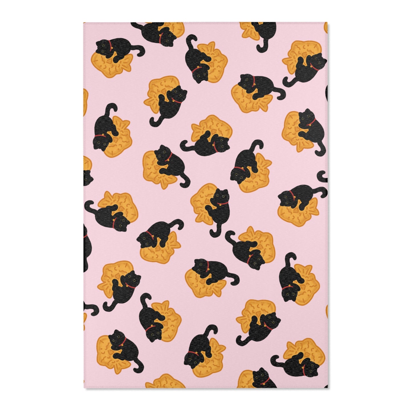 Baby Pink Black Cat Taiyaki Rug