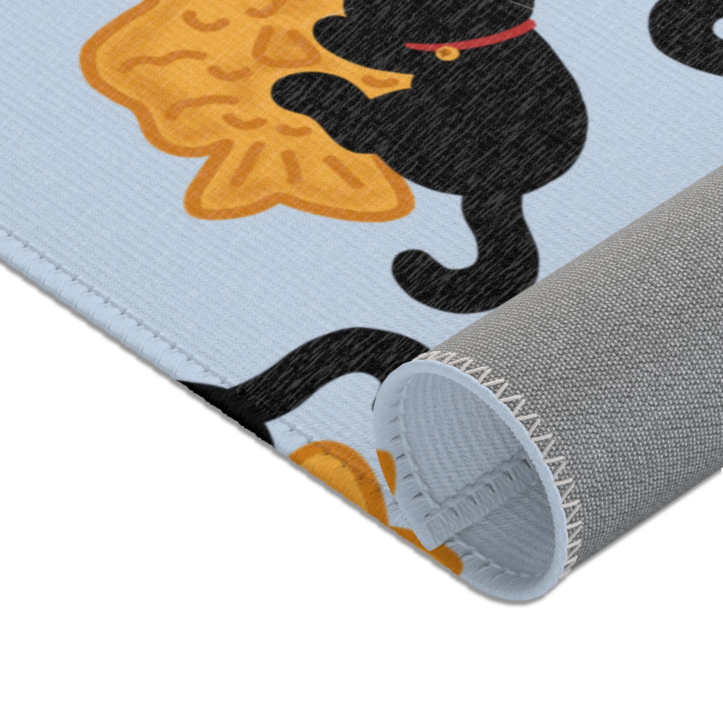 Baby Blue Black Cat Taiyaki Rug