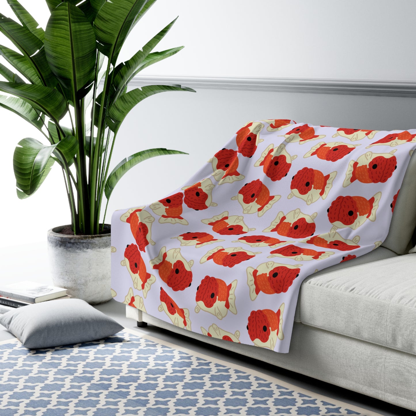 Lavender Chubby Goldfish Cozy Fleece Blanket