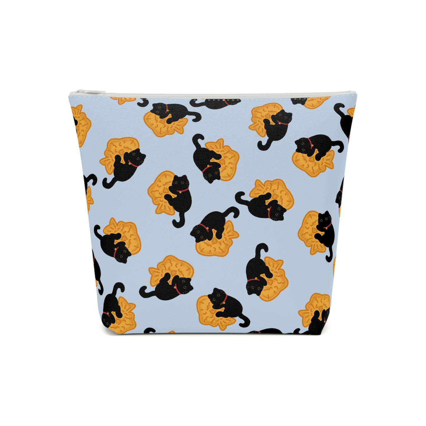 Baby Blue Black Cat Taiyaki Cosmetic Bag