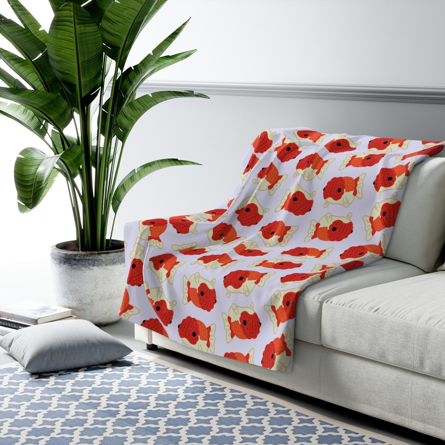 Lavender Chubby Goldfish Cozy Fleece Blanket
