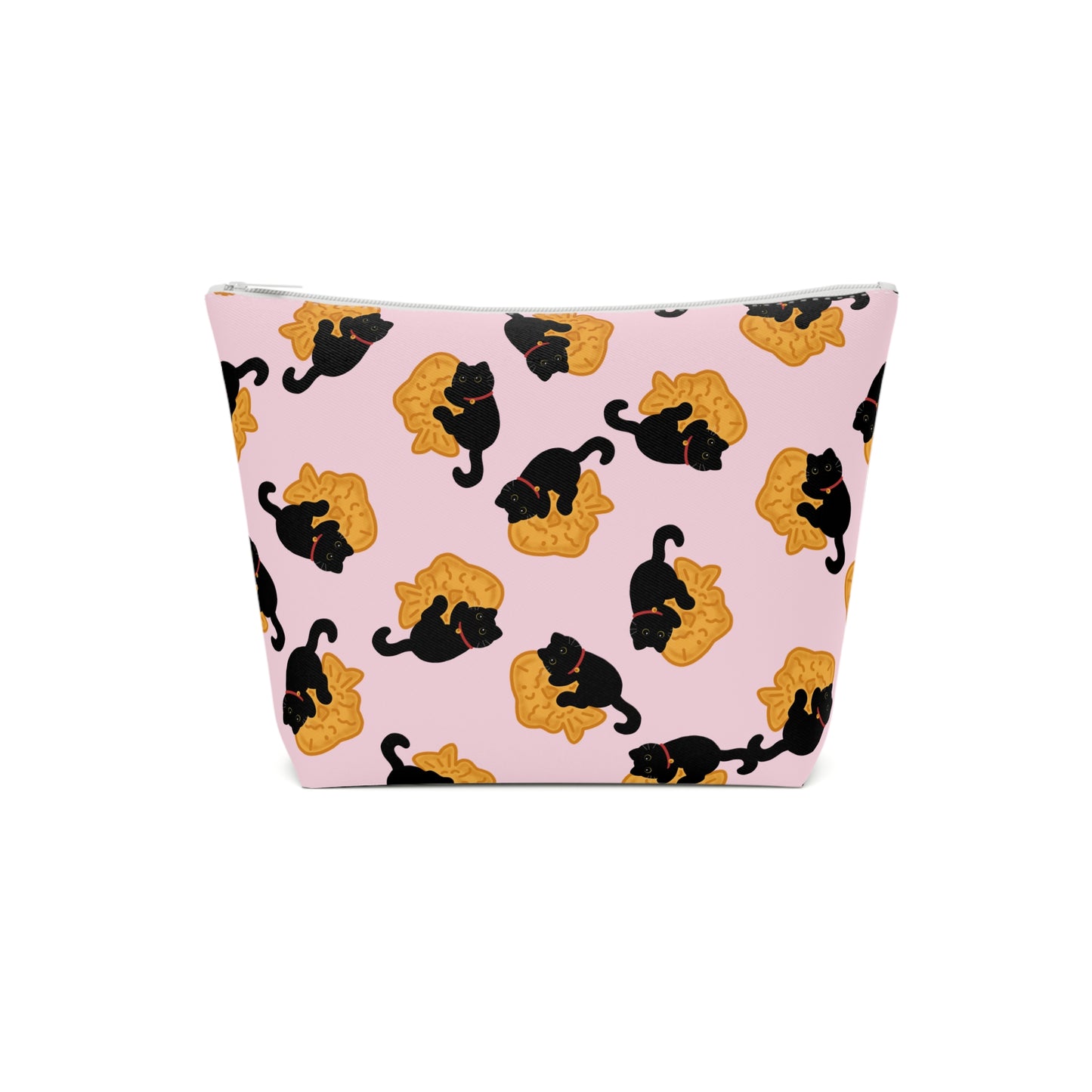 Baby Pink Black Cat Taiyaki Cosmetic Bag