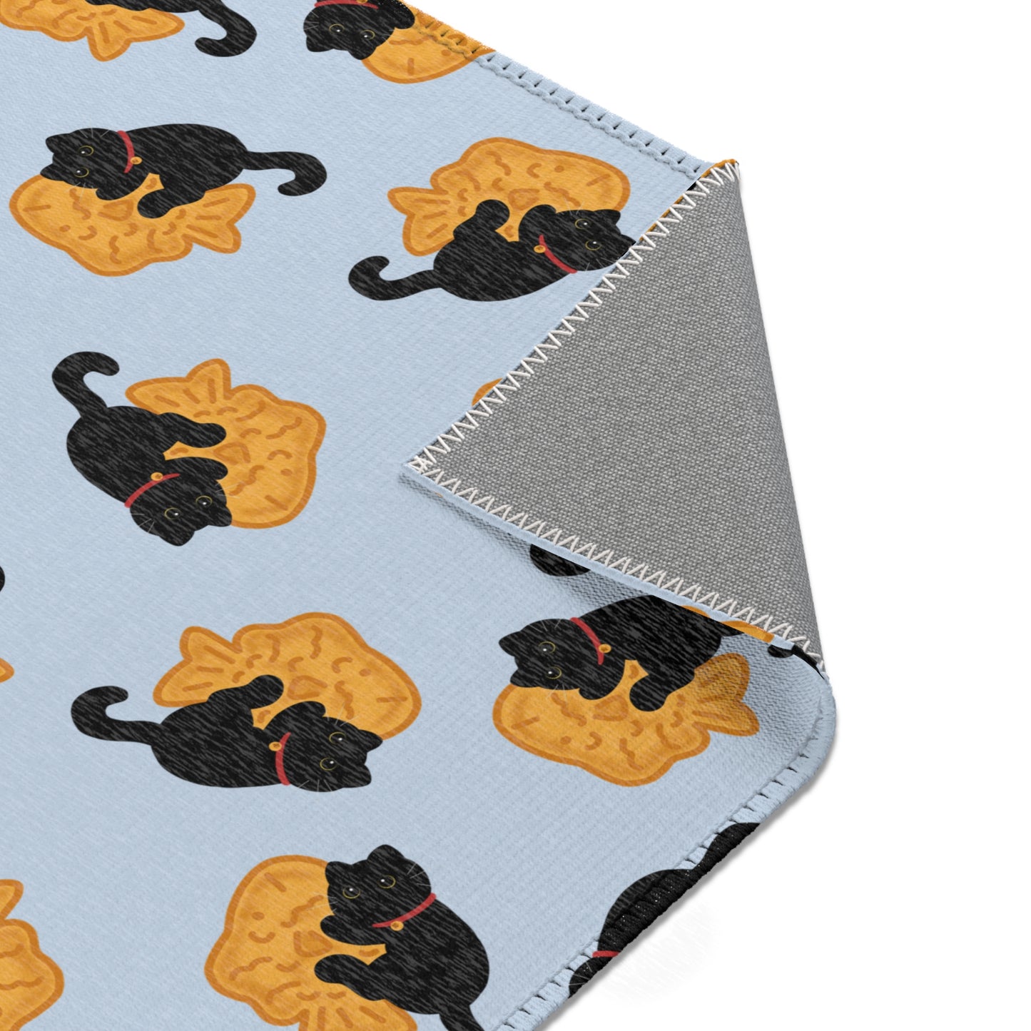 Baby Blue Black Cat Taiyaki Rug