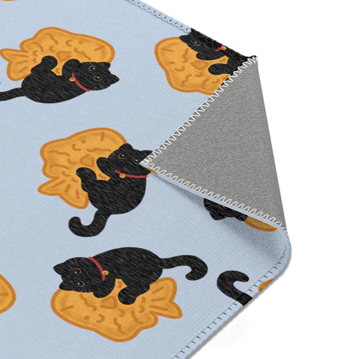 Baby Blue Black Cat Taiyaki Rug