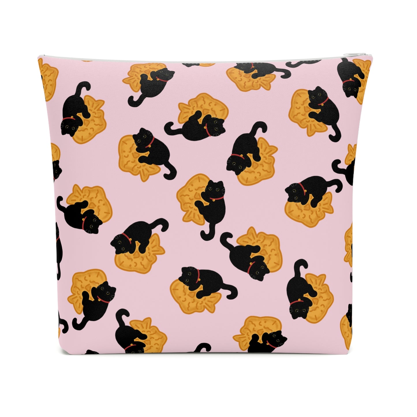 Baby Pink Black Cat Taiyaki Cosmetic Bag