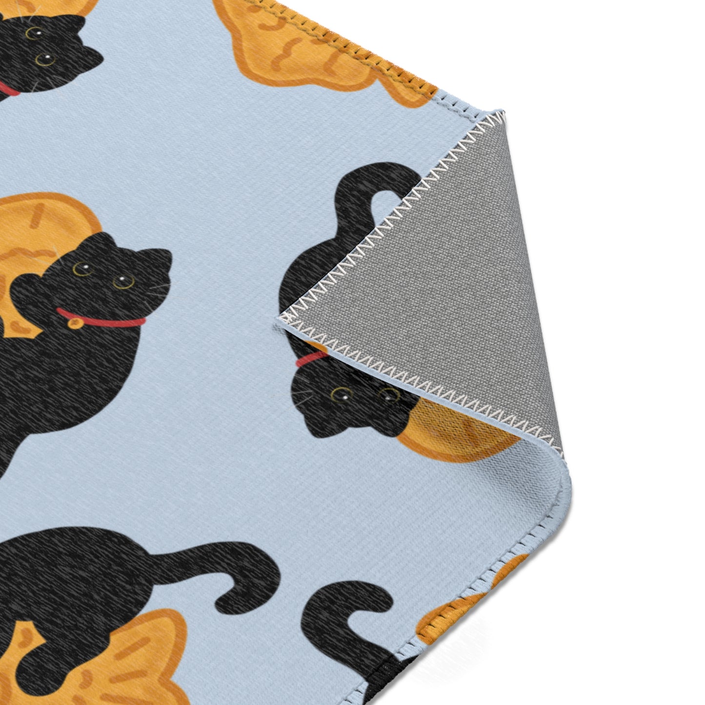 Baby Blue Black Cat Taiyaki Rug