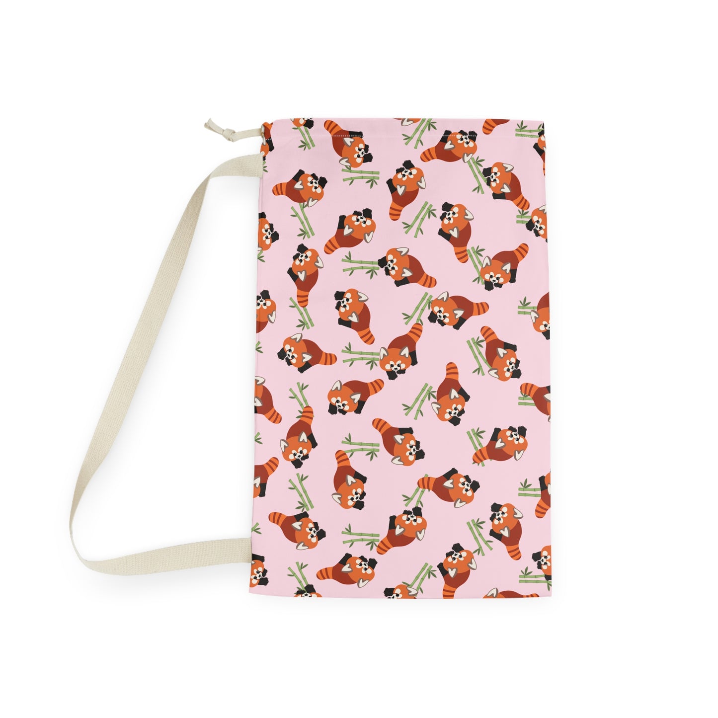 Baby Pink Red Panda Drawstring Bag