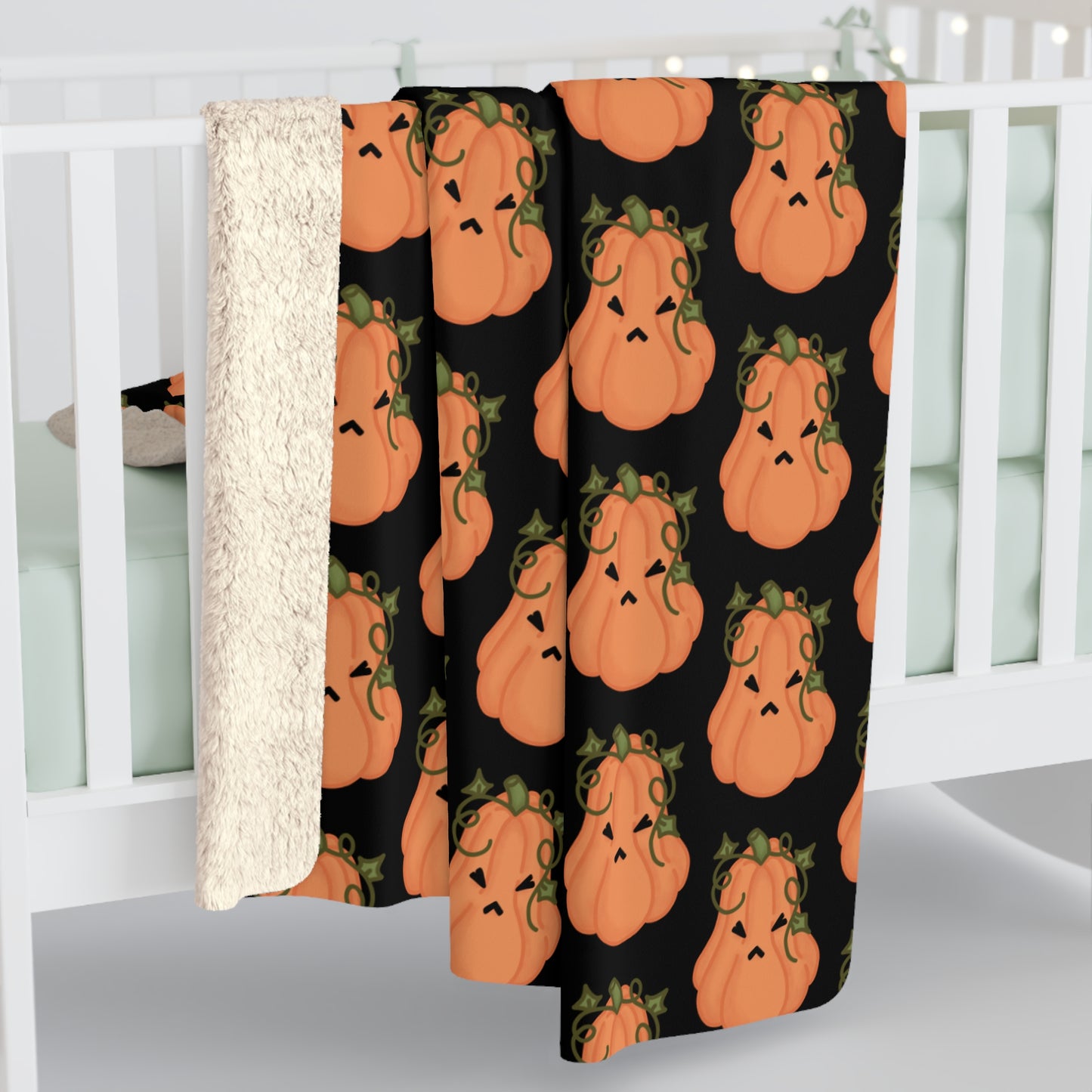 Angry Pumpkin Black Cozy Fleece Blanket