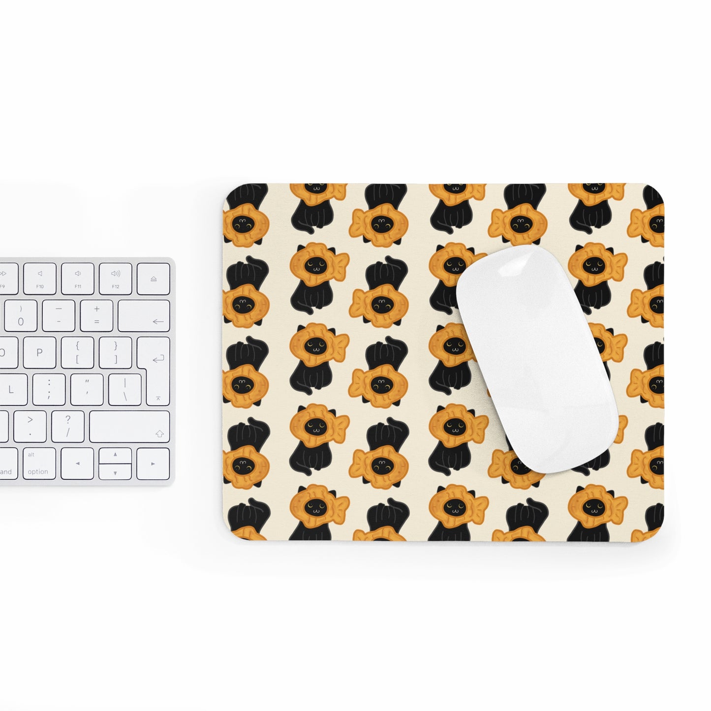Black Cat Taiyaki Hat Mouse Pad