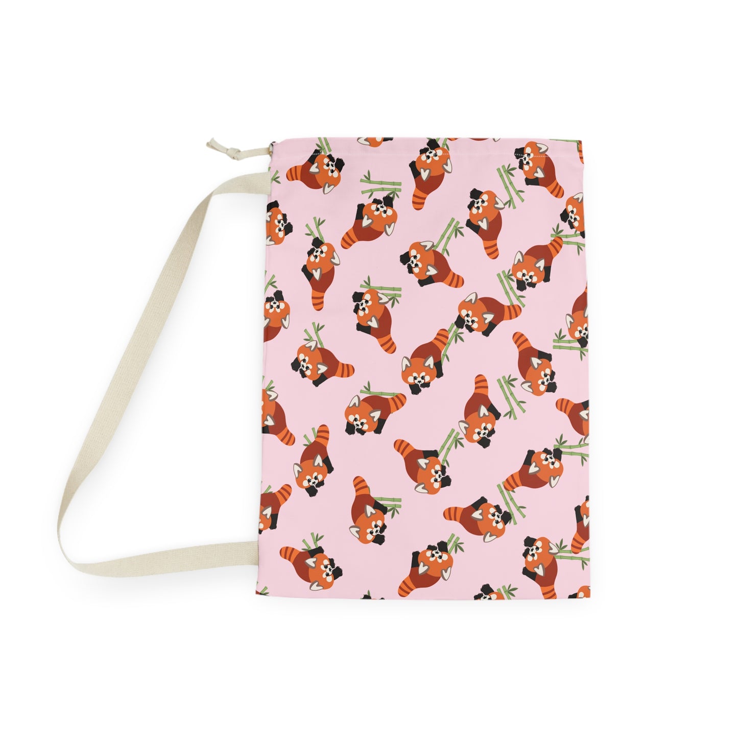 Baby Pink Red Panda Drawstring Bag