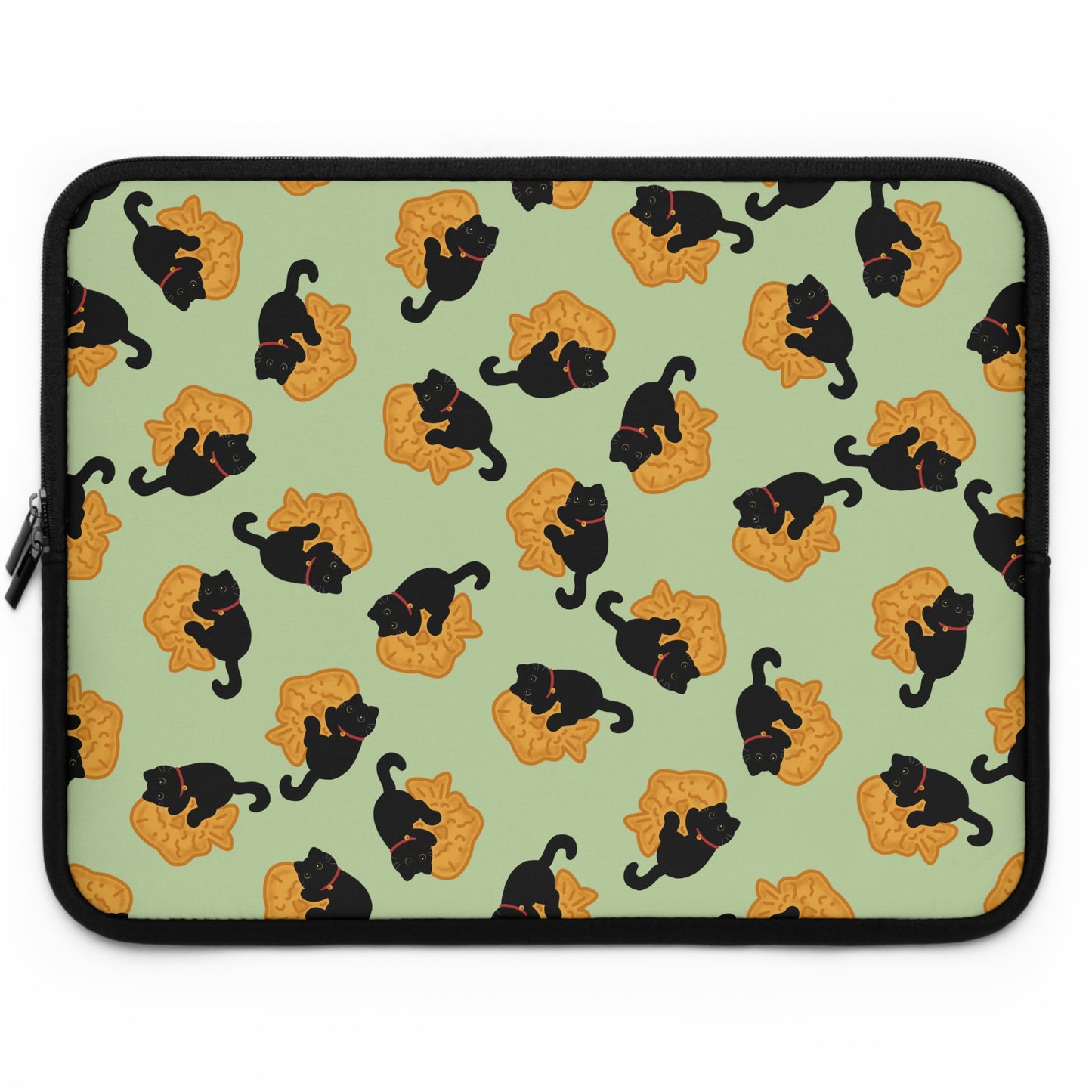Matcha Green Black Cat Taiyaki Laptop Sleeve