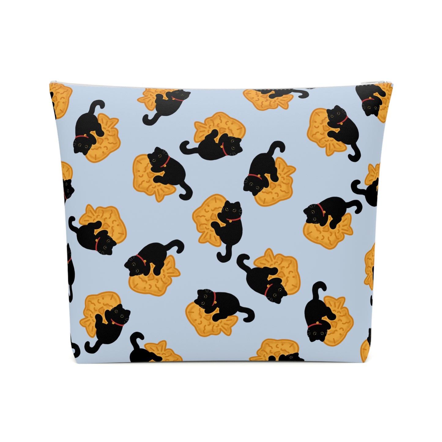 Baby Blue Black Cat Taiyaki Cosmetic Bag