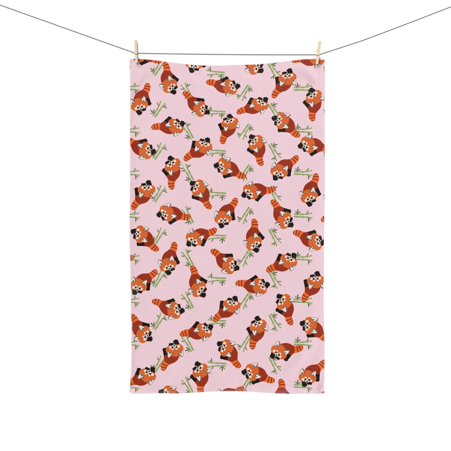 Baby Pink Red Panda Hand Towel