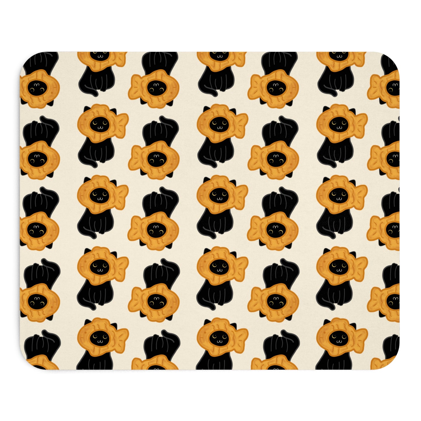 Black Cat Taiyaki Hat Mouse Pad