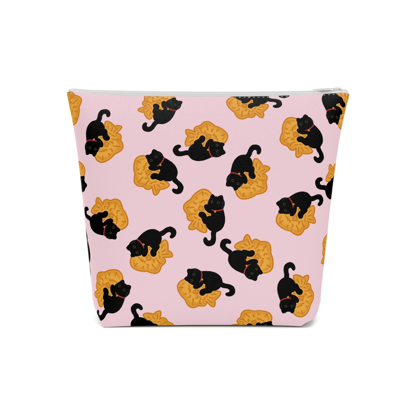 Baby Pink Black Cat Taiyaki Cosmetic Bag