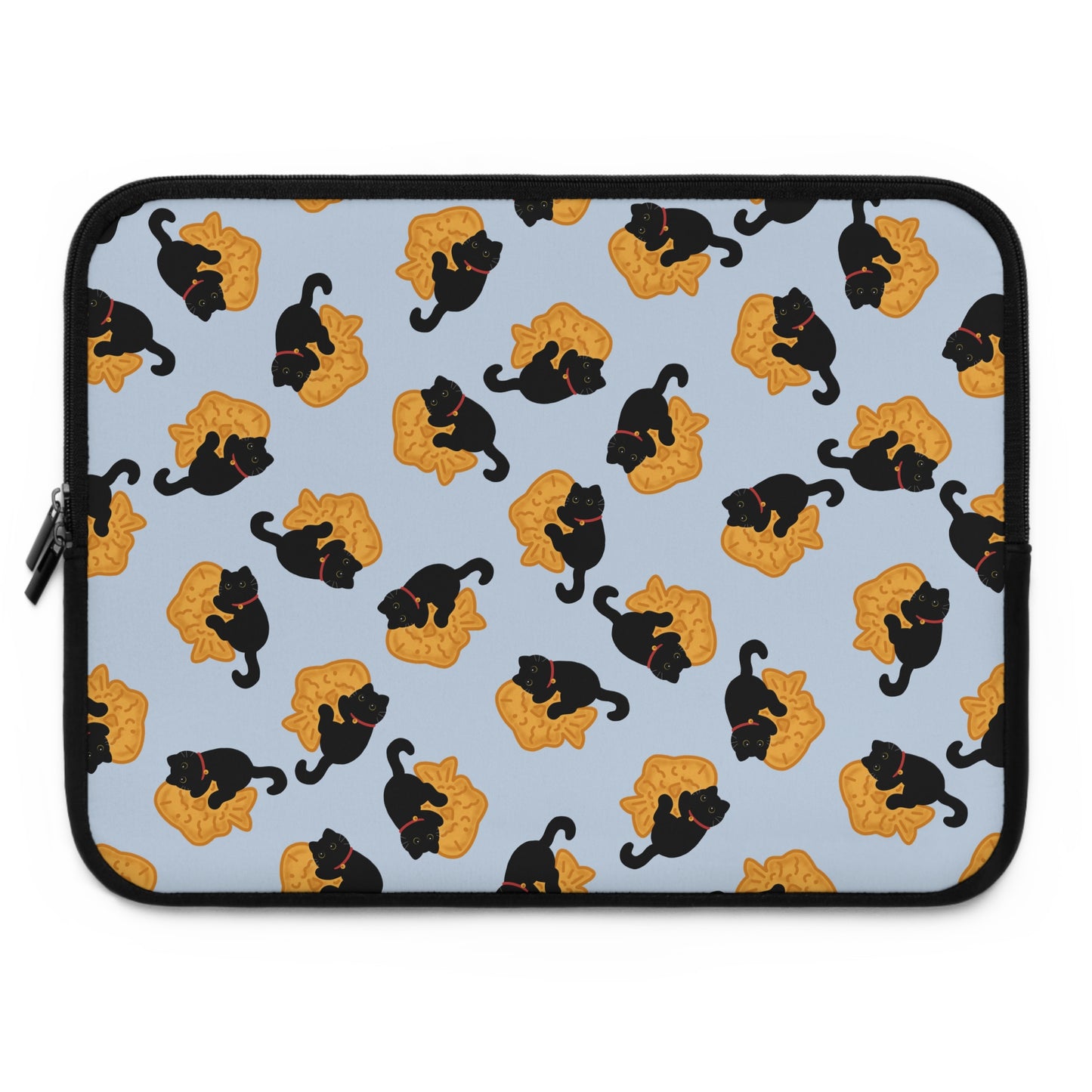 Baby Blue Black Cat Taiyaki Laptop Sleeve