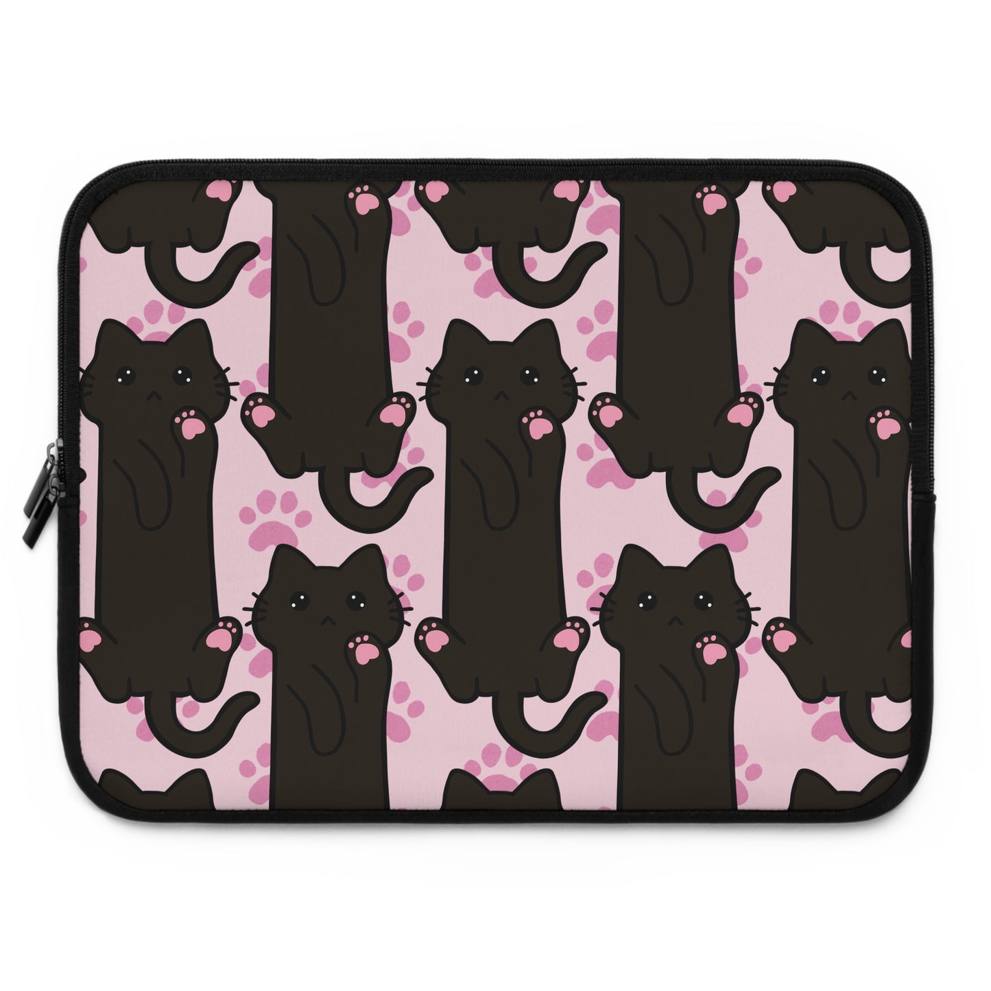 Baby Pink Black Cat Laptop Sleeve