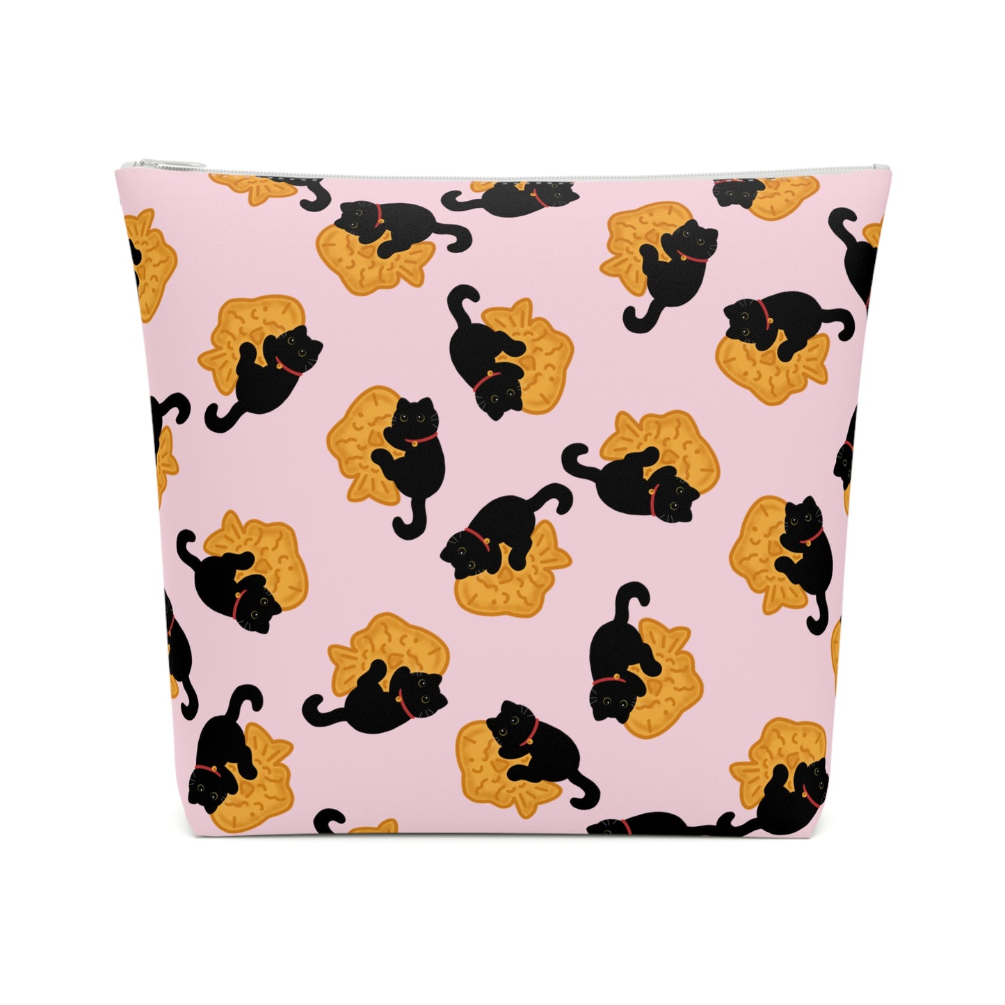Baby Pink Black Cat Taiyaki Cosmetic Bag