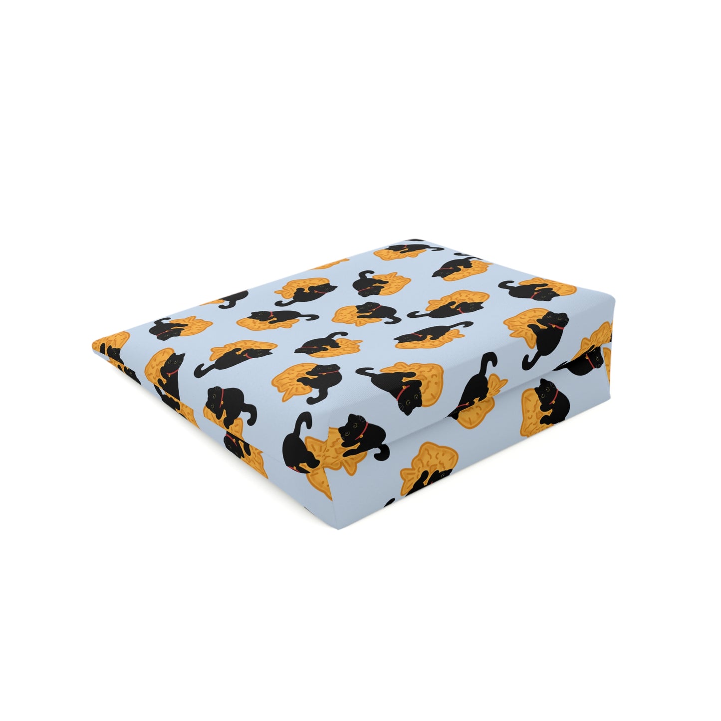 Baby Blue Black Cat Taiyaki Cosmetic Bag