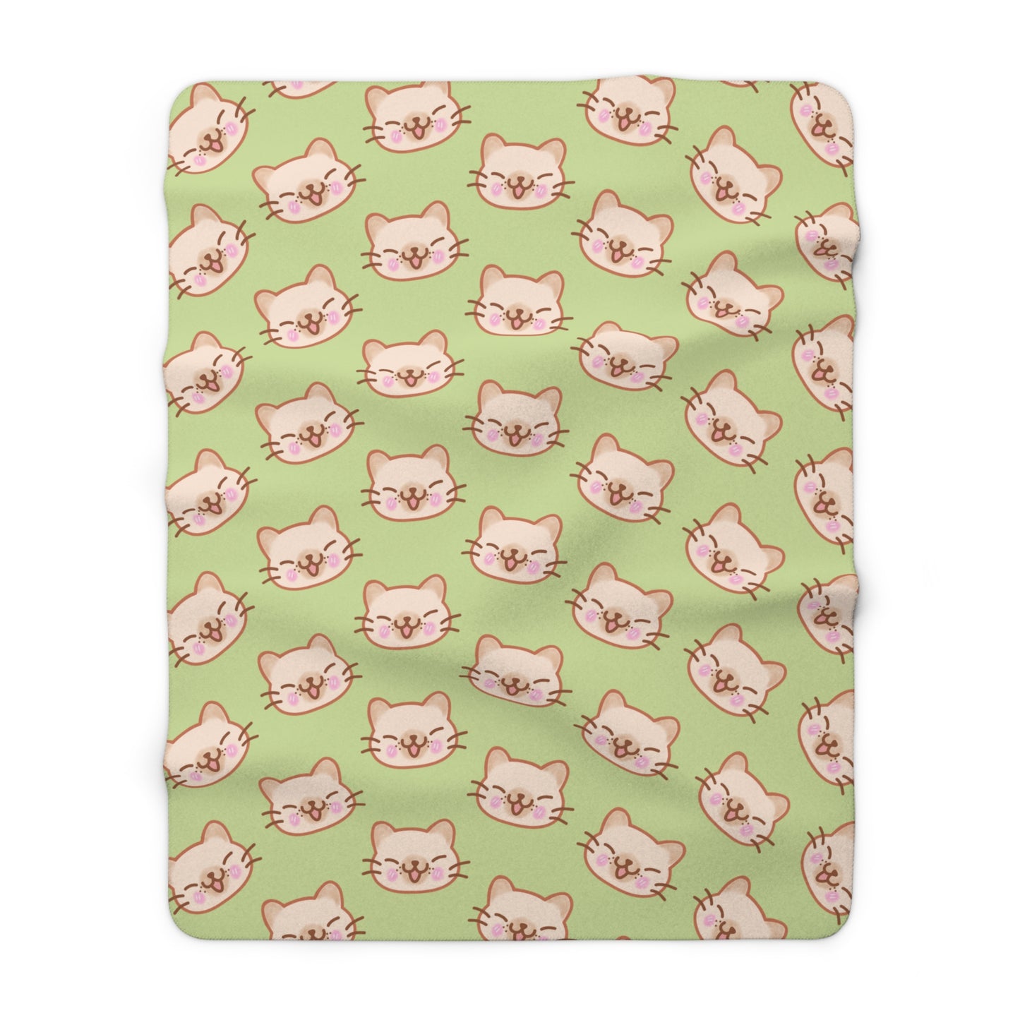 Matcha Green Kitty Kat Cozy Fleece Blanket