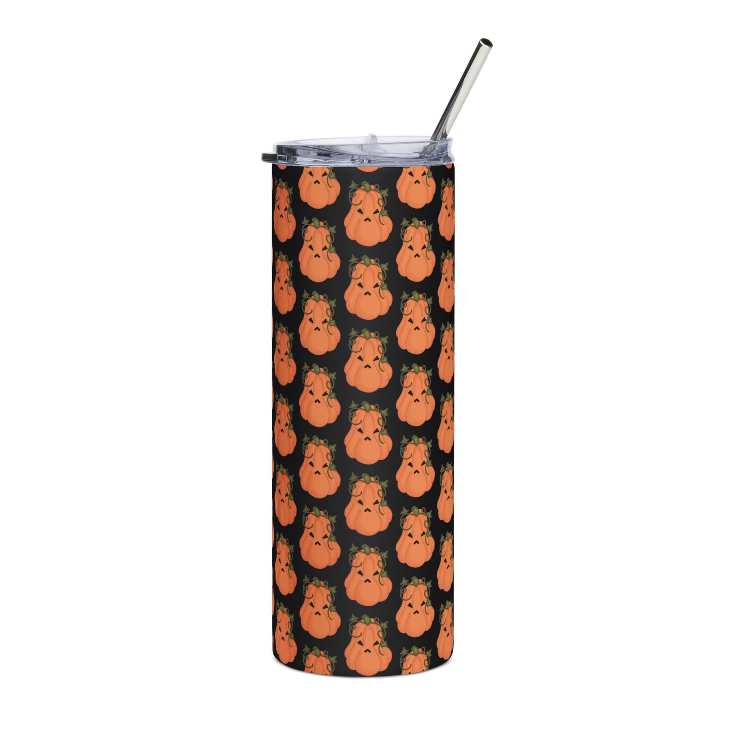 Angry Pumpkin Black Stainless Steel Tumbler, 20oz