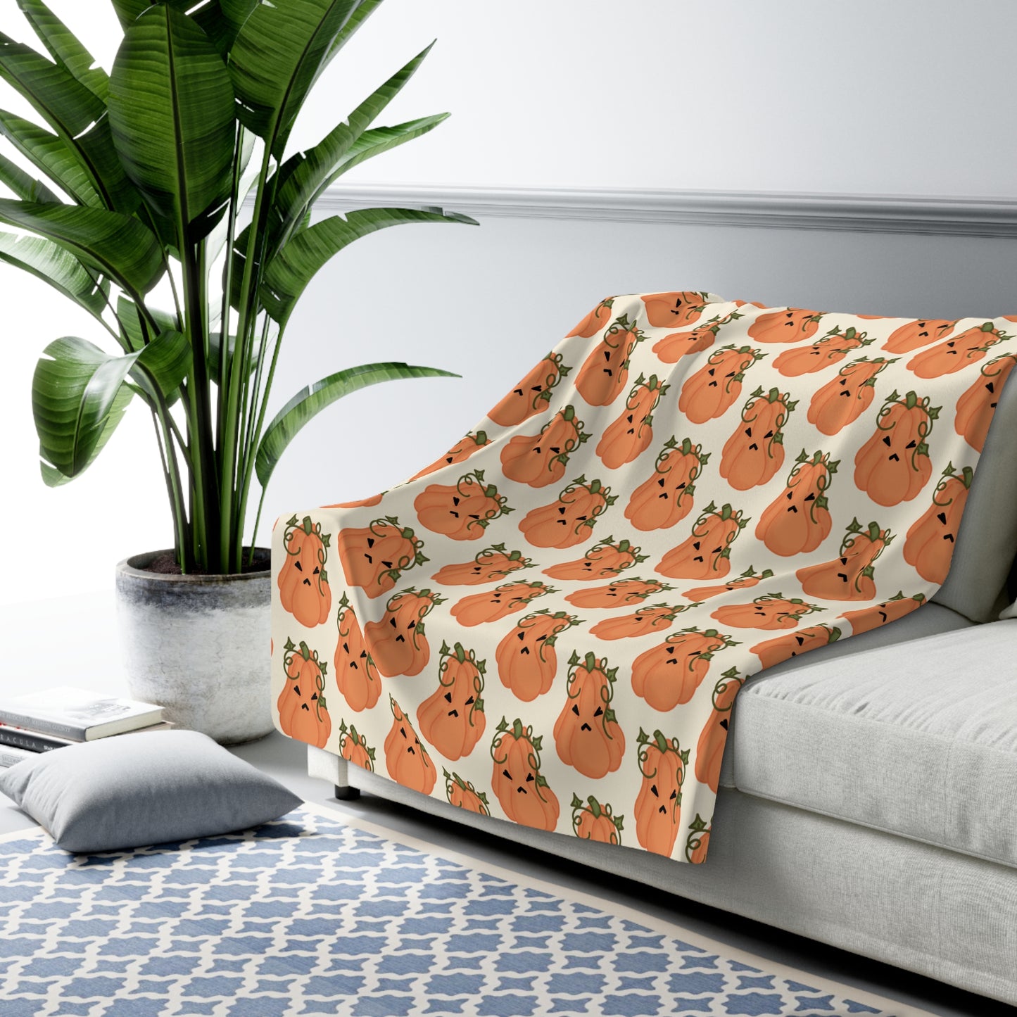 Angry Pumpkin Cozy Fleece Blanket