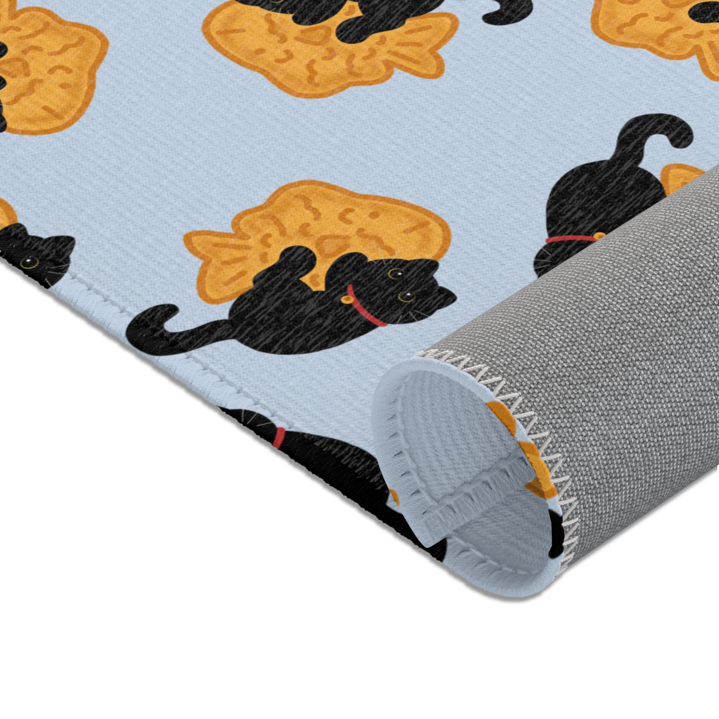 Baby Blue Black Cat Taiyaki Rug