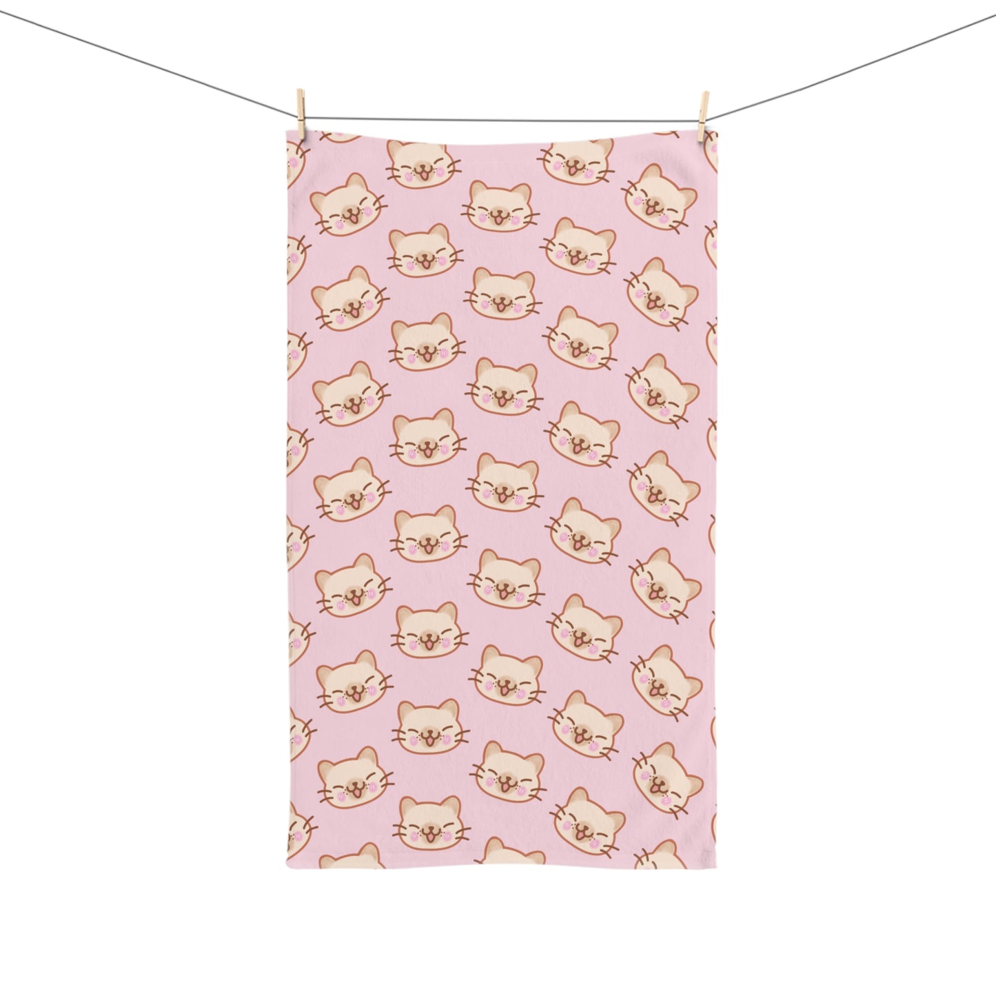 Baby Pink Kitty Kat Hand Towel