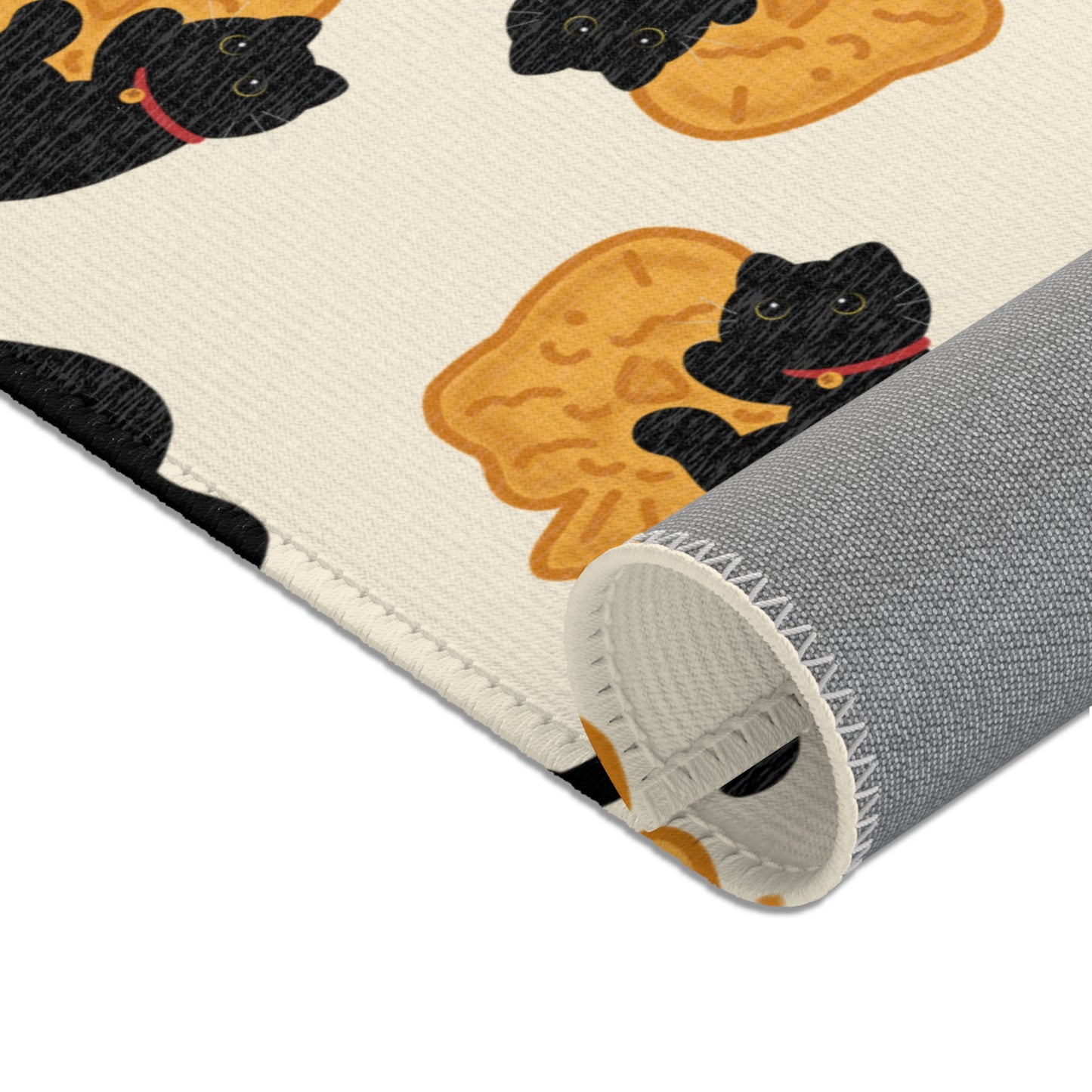 Black Cat Taiyaki Rug