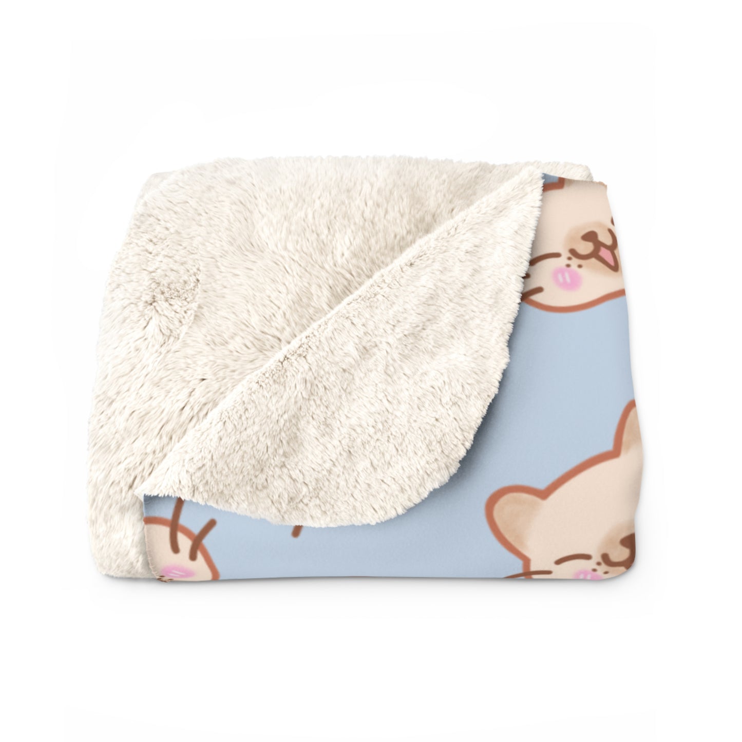Baby Blue Kitty Kat Cozy Fleece Blanket