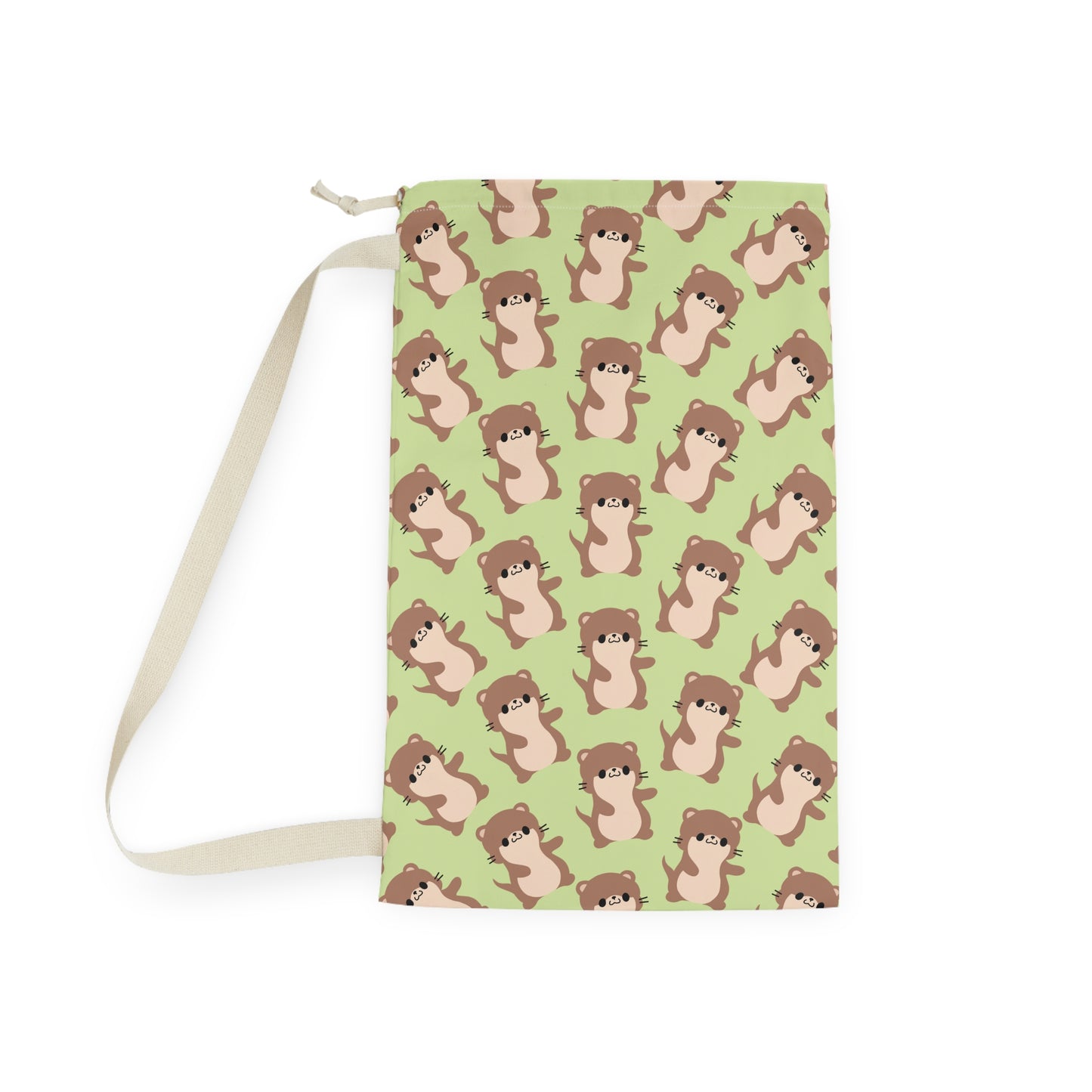 Matcha Green Otter Drawstring Bag