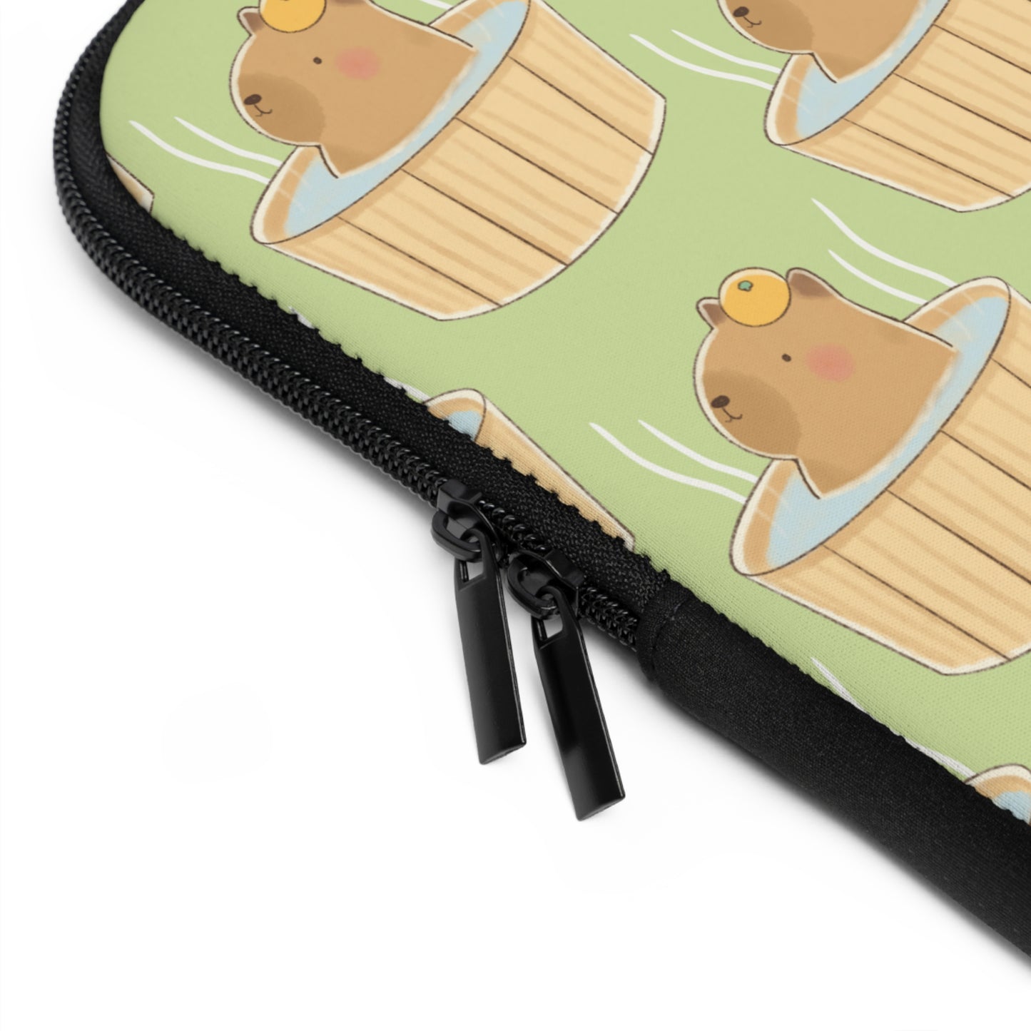 Matcha Green Capybara Bath Laptop Sleeve