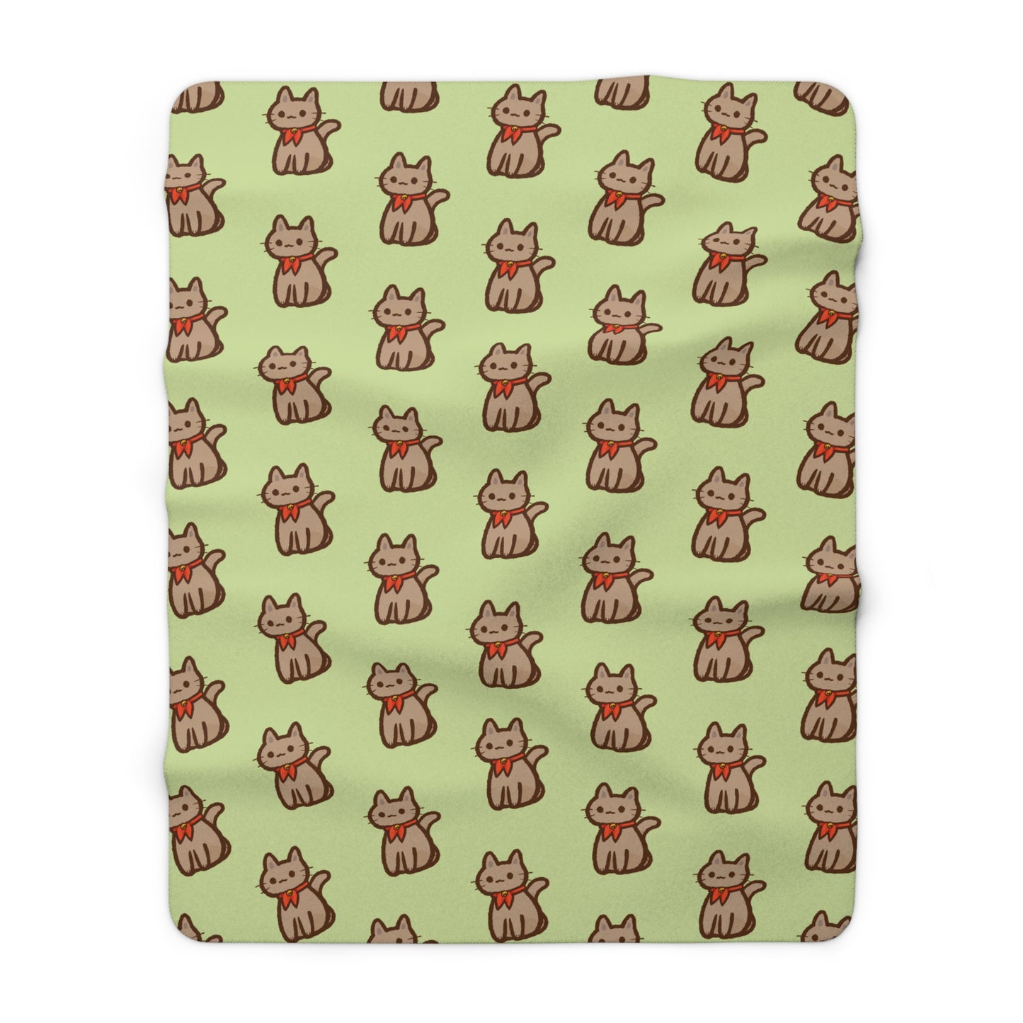 Matcha Green Kitty Kat Cozy Fleece Blanket