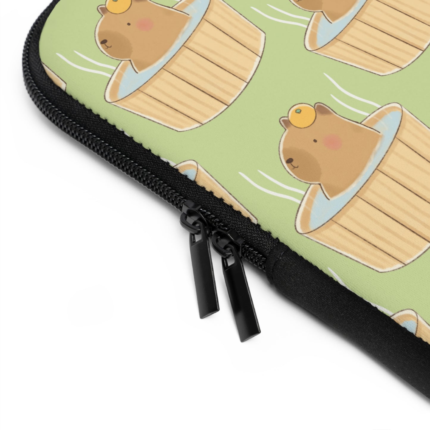 Matcha Green Capybara Bath Laptop Sleeve