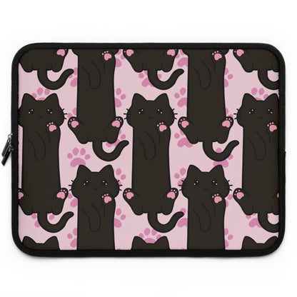 Baby Pink Black Cat Laptop Sleeve