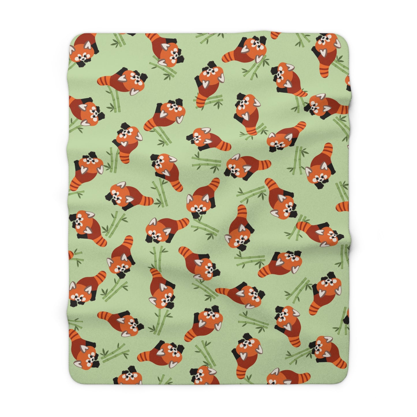 Matcha Green Red Panda Cozy Fleece Blanket