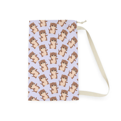 Lavender Otter Drawstring Bag