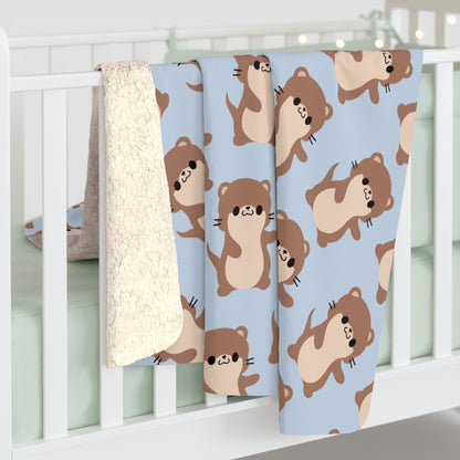 Baby Blue Otter Cozy Fleece Blanket