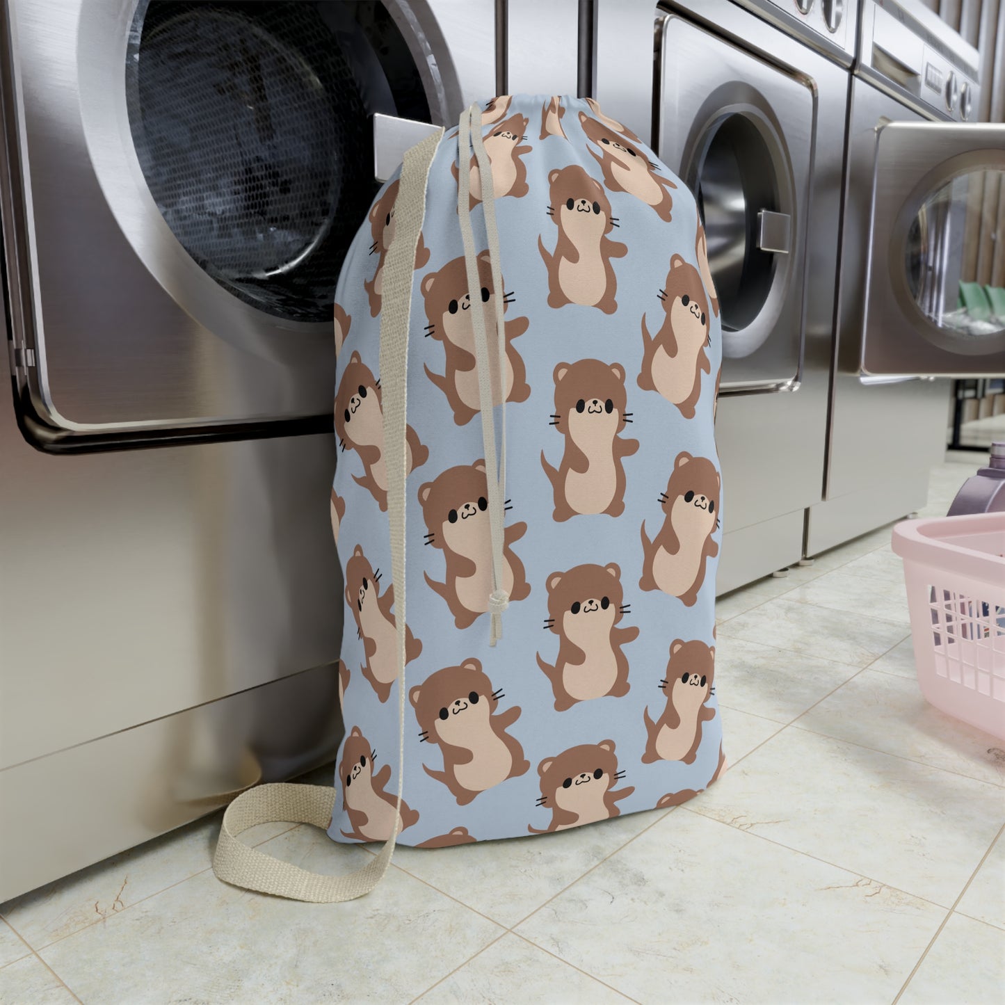 Baby Blue Otter Drawstring Bag