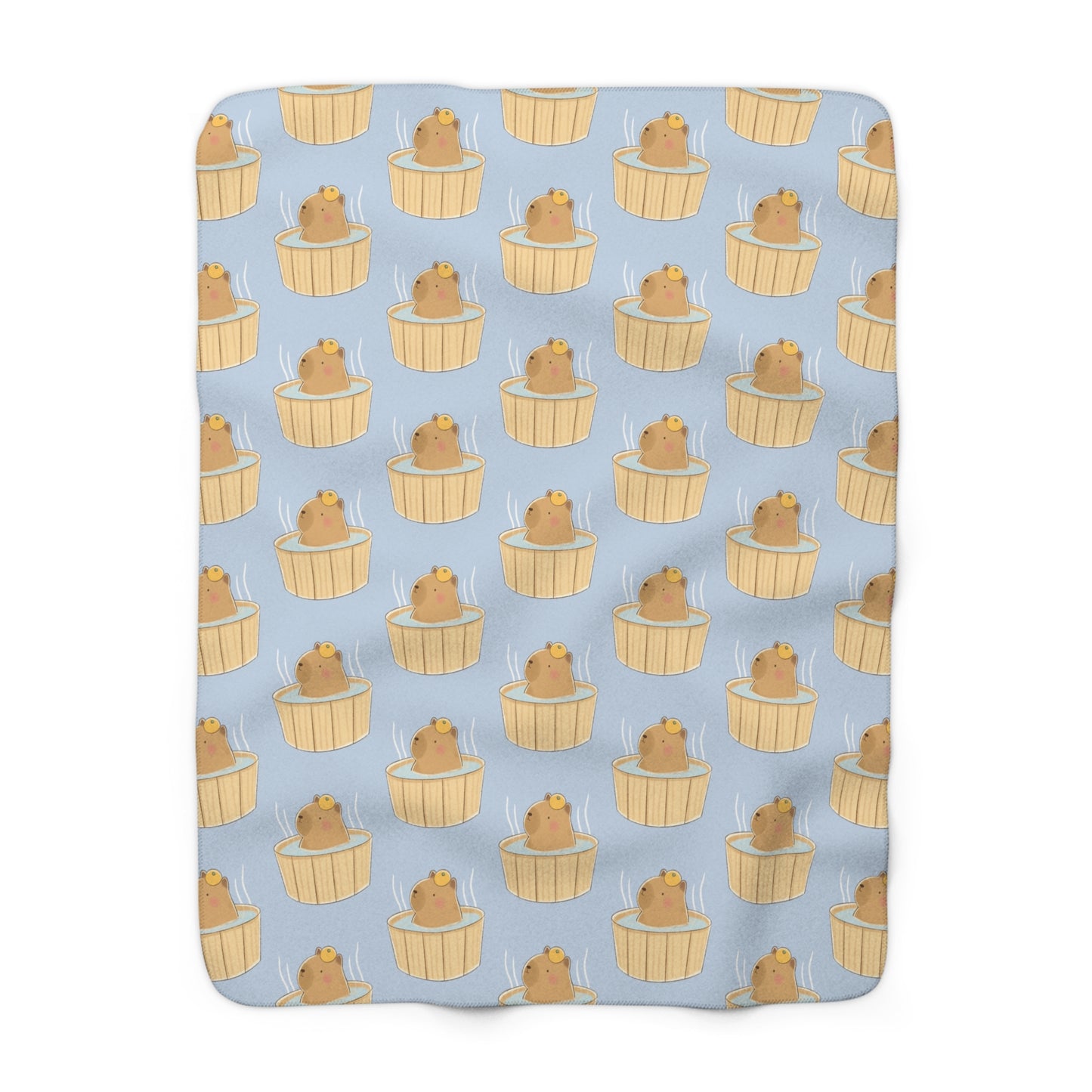 Baby Blue Capybara Bath Cozy Fleece Blanket