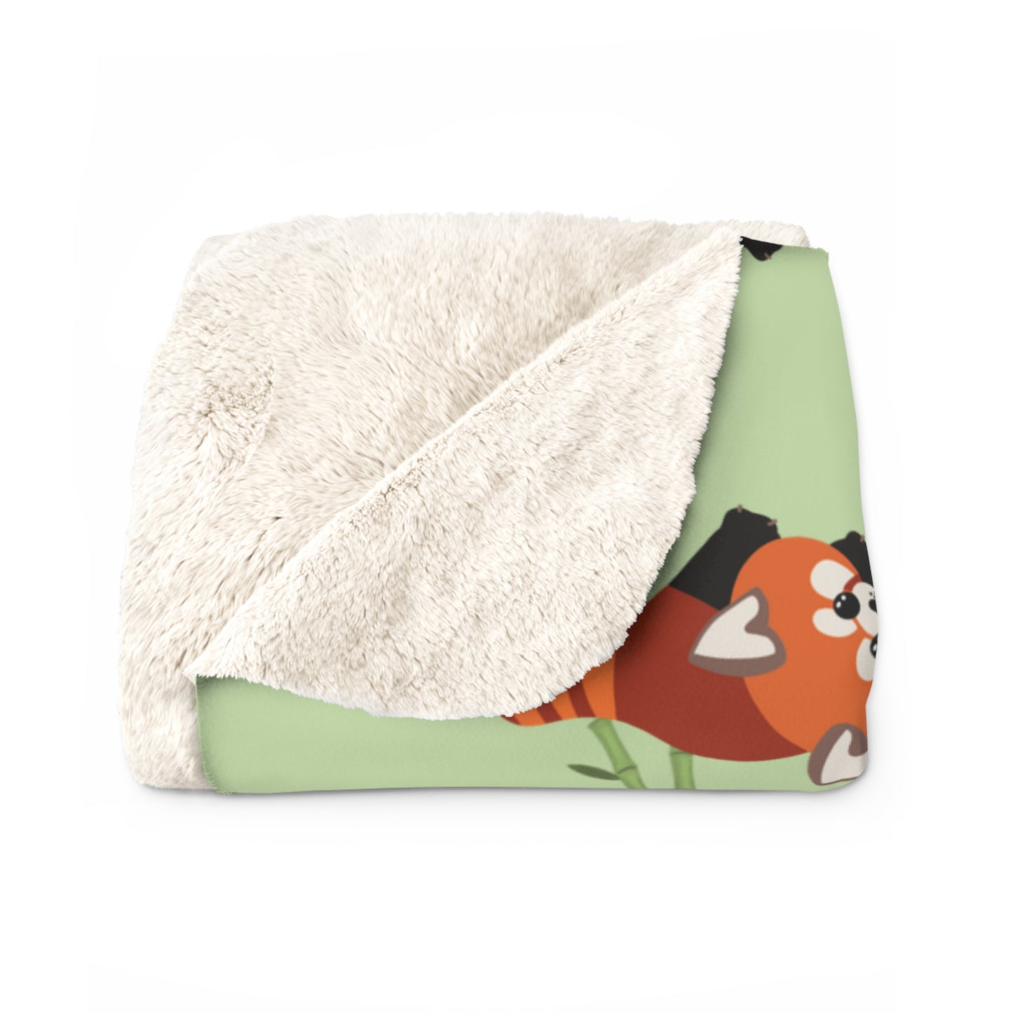 Matcha Green Red Panda Cozy Fleece Blanket