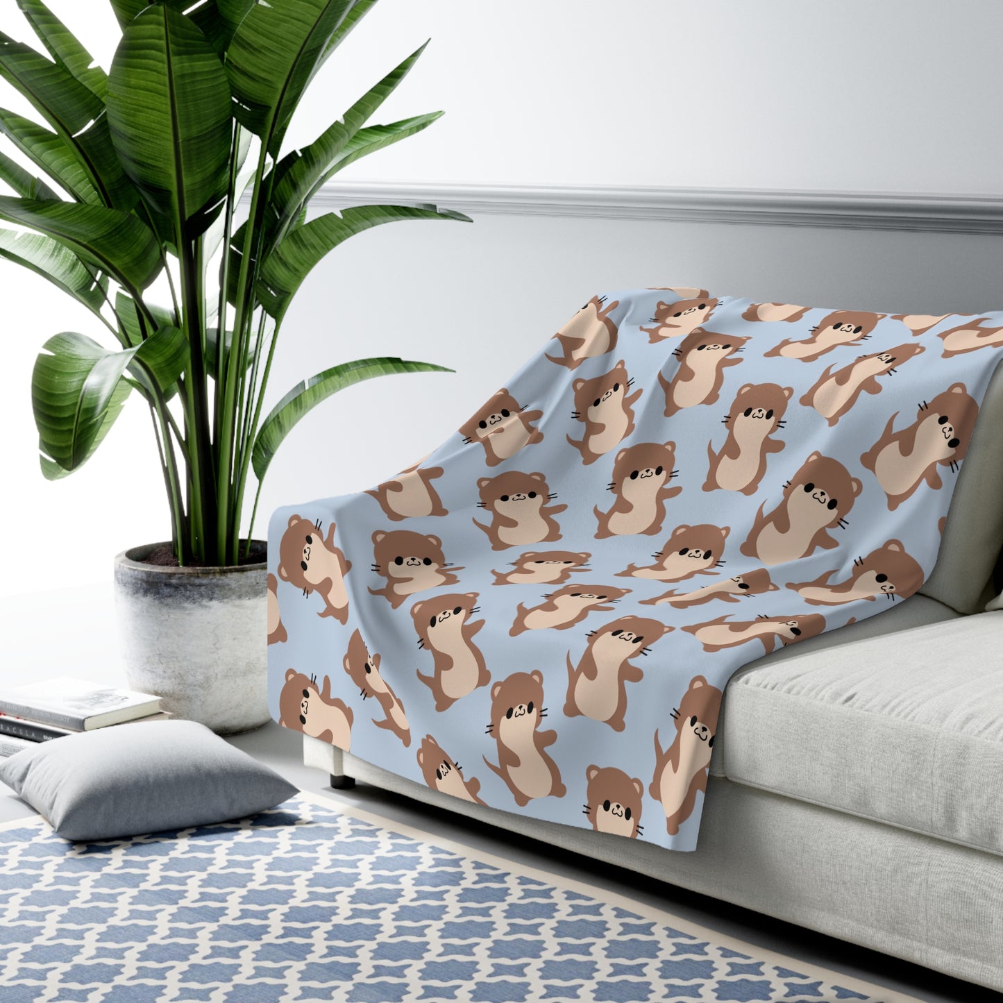 Baby Blue Otter Cozy Fleece Blanket